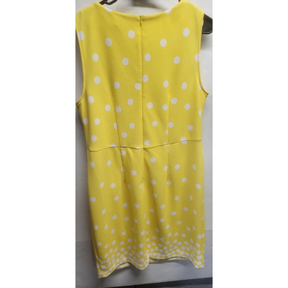 Maya Brooke Yellow Polka Dot Sleeveless Sheath Dress Plus Size 16W Retro Mod